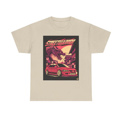 Epic Street Warrior T-Shirt: Retro Mitsubishi Lancer Evo VIII & Dragon Design!