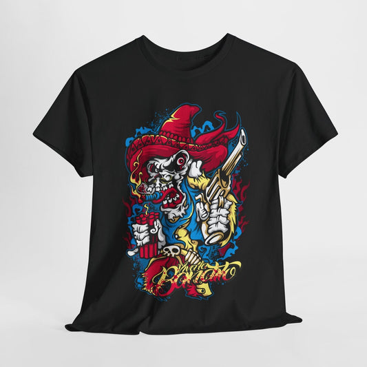 Men's T-Shirt with Bold Skull & Sombrero Graphic Design - Bandito Dynamic Style