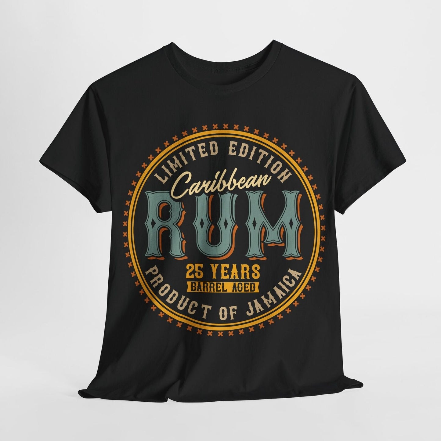 Vintage Men's T-Shirt with Caribbean Rum Emblem Limited Edition 25 Years Design