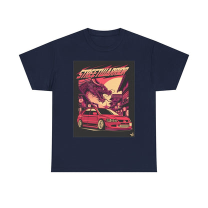 Epic Street Warrior T-Shirt: Retro Mitsubishi Lancer Evo VIII & Dragon Design!