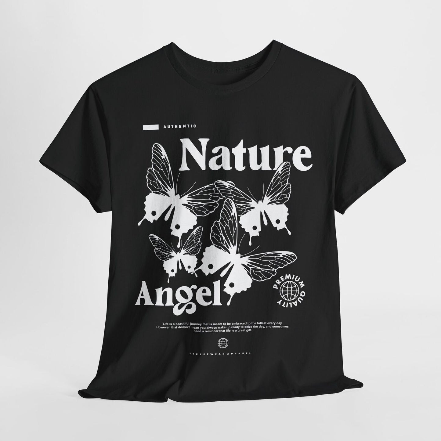 Nature Angel Men's T-Shirt Bold Graphic Design, Butterflies, Inspirational Quote