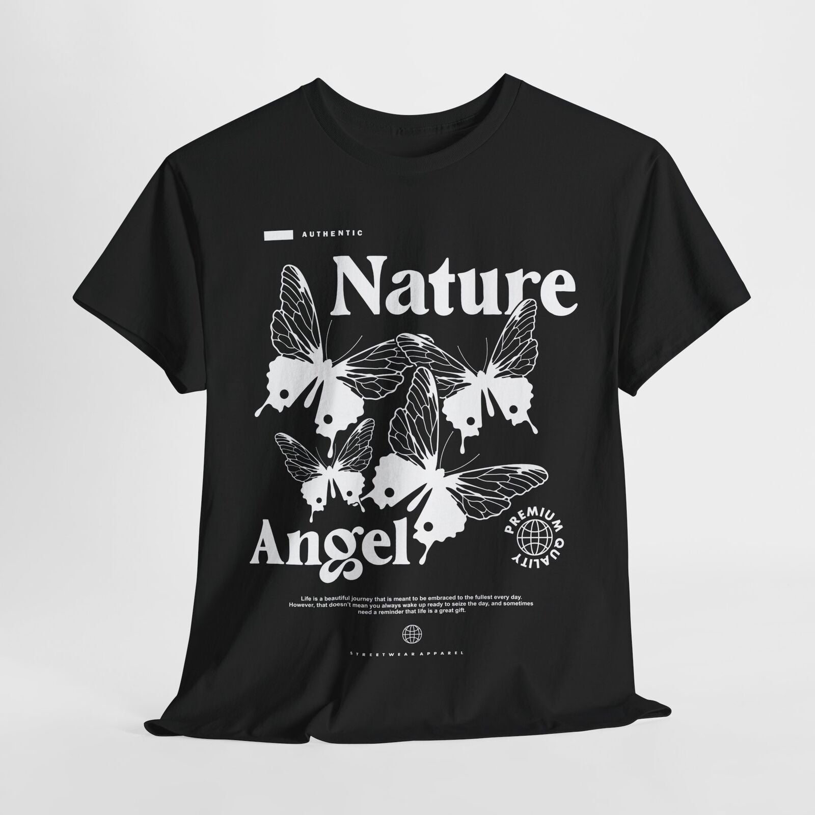 Nature Angel Men's T-Shirt Bold Graphic Design, Butterflies, Inspirational Quote