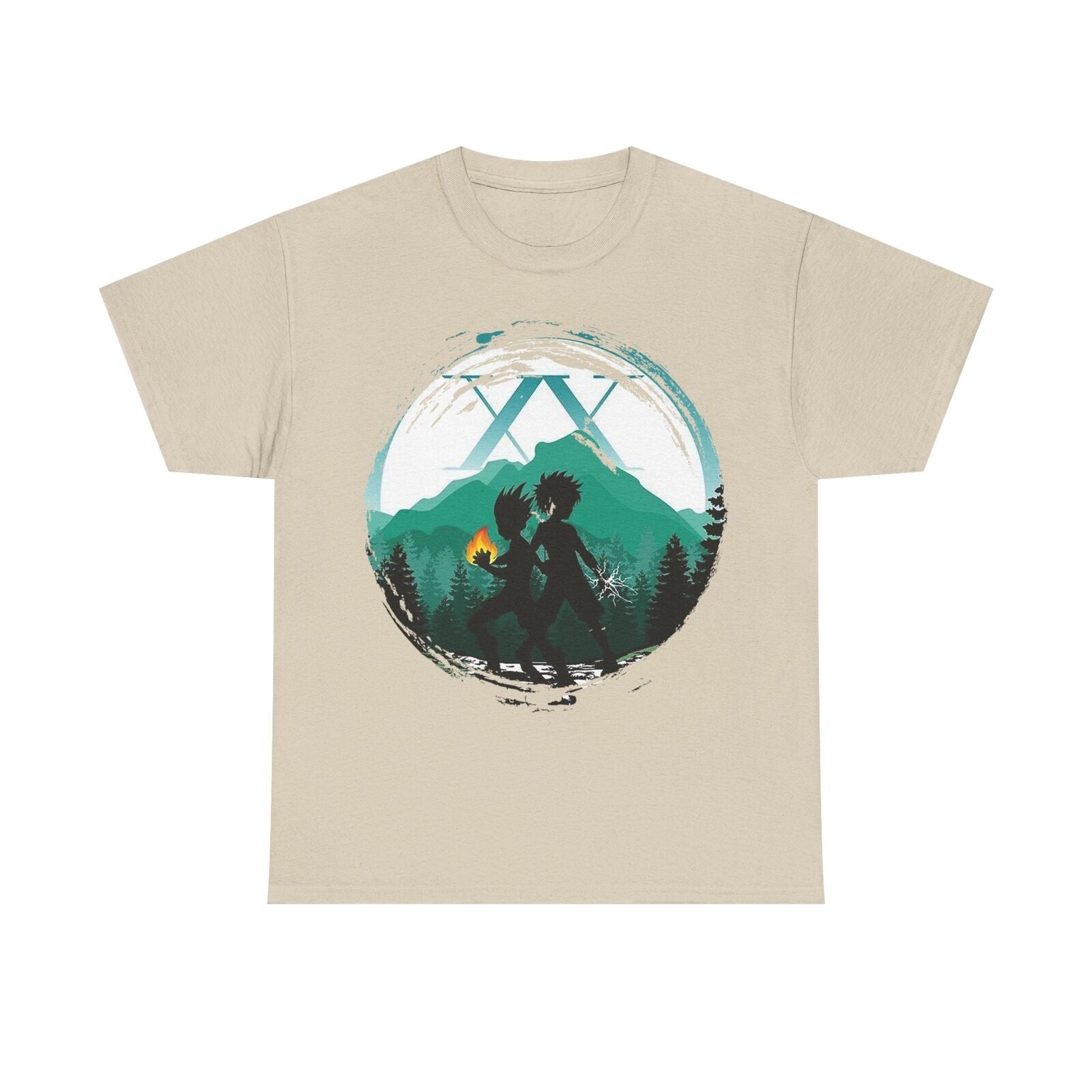 Anime-Inspired Men's T-Shirt Featuring Hunter x Hunter Characters in Silhouette