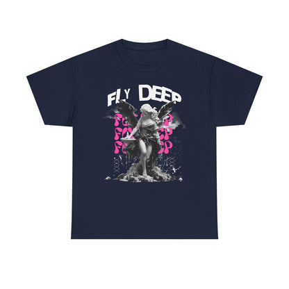 Men's T-Shirt with Grayscale Angel Graphic Bold FLY DEEP Design, Artistic Style