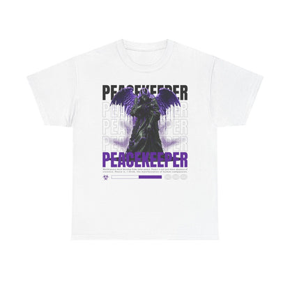 Men's T-Shirt Featuring Bold Winged Angel Design with 'Peacekeeper' Graphic Art