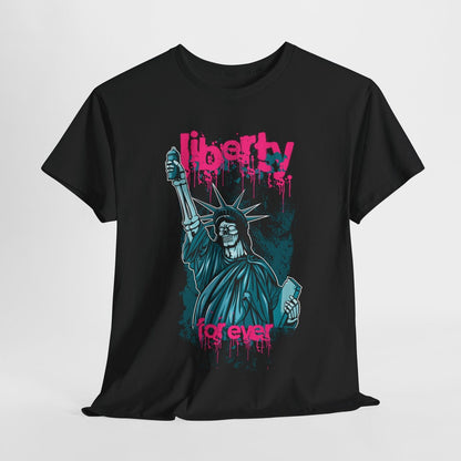 "Stylish Men's T-Shirt with Zombie Liberty Graphic | Urban Art & Grunge Design"