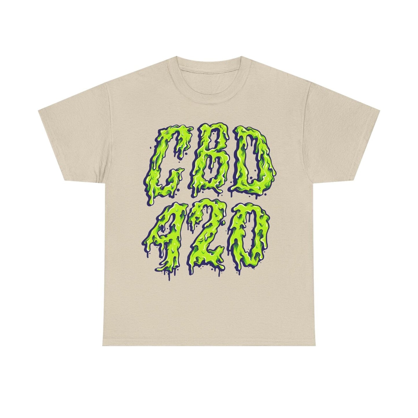 Bold Men's T-Shirt with Dripping CBD 420 Graphic - Street Art Cannabis Design