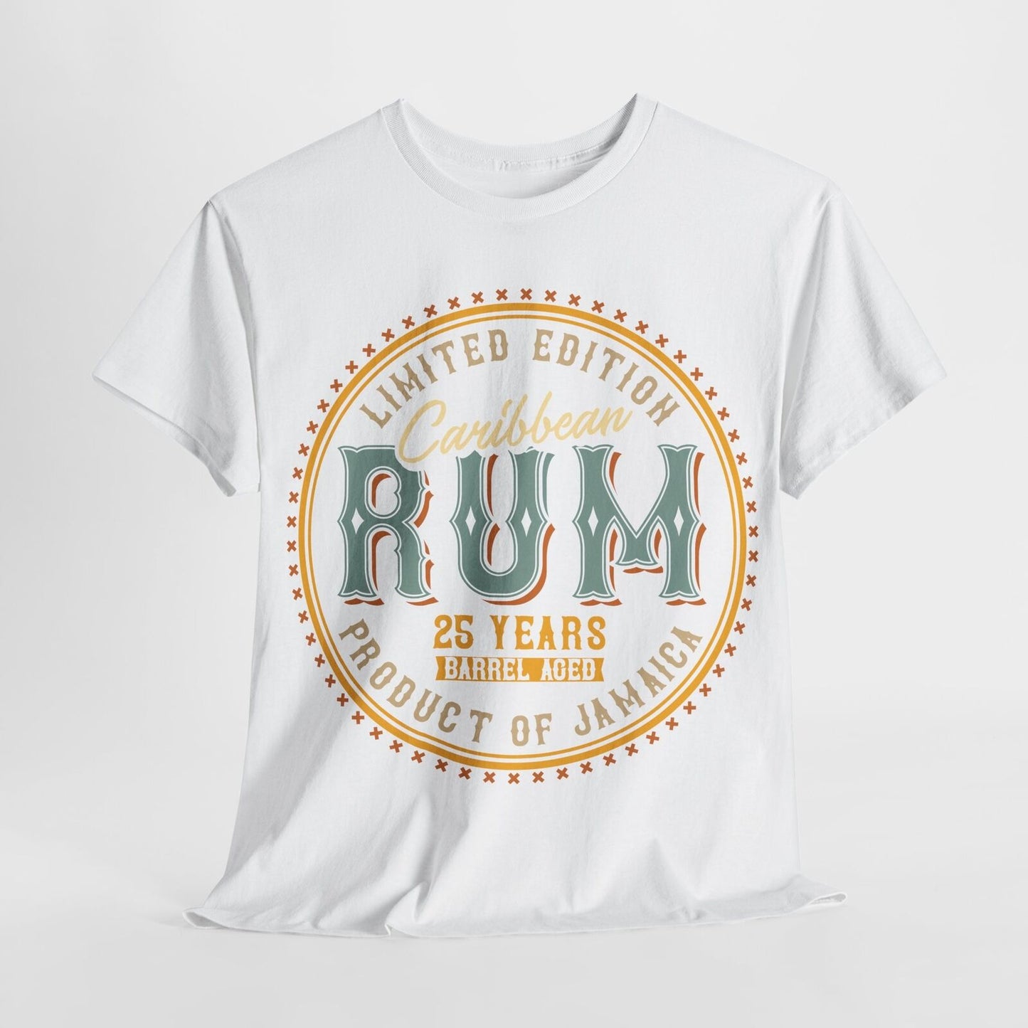 Vintage Men's T-Shirt with Caribbean Rum Emblem Limited Edition 25 Years Design