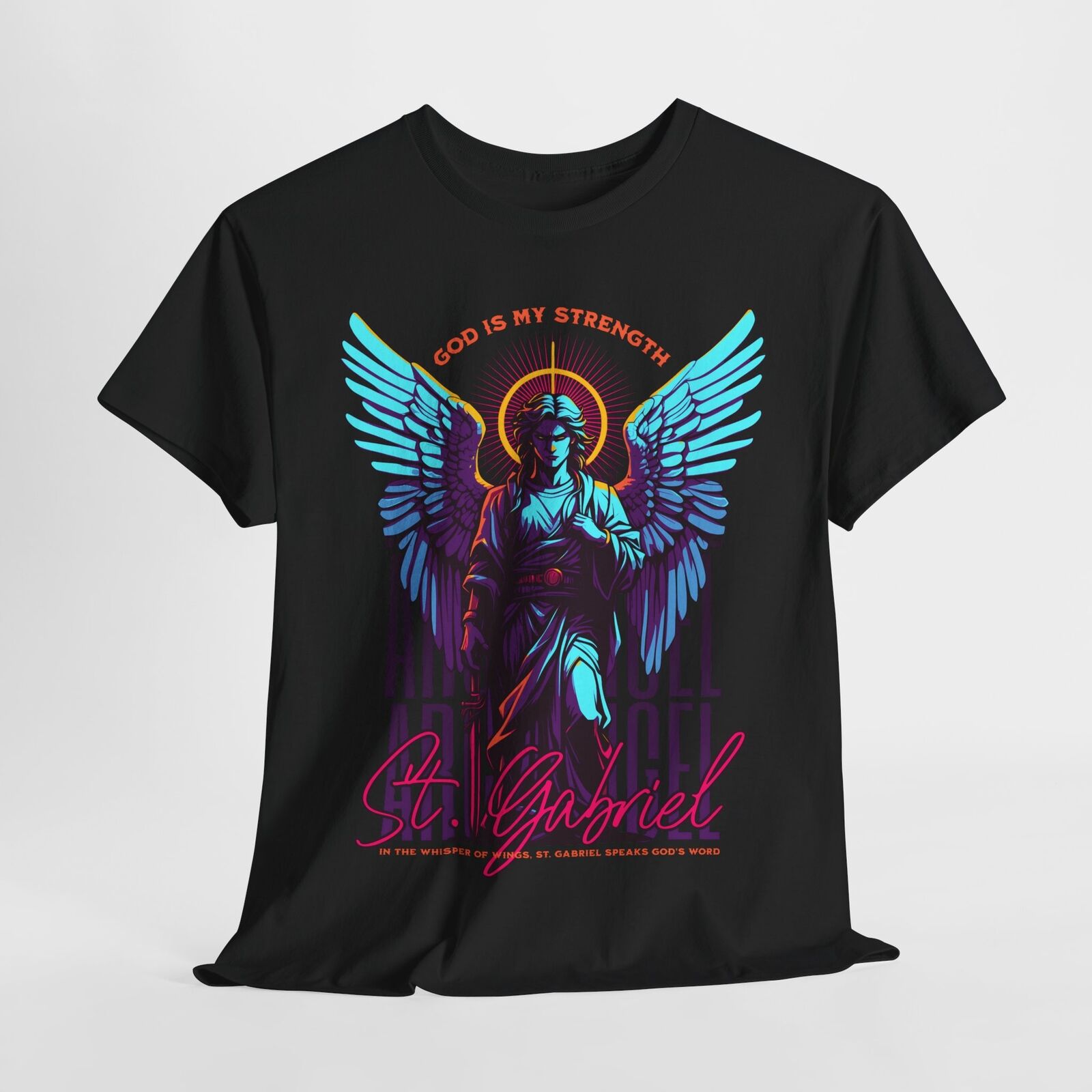 Men's T-Shirt Featuring Colorful Angel Gabriel Graphic - Spiritual Strength Art