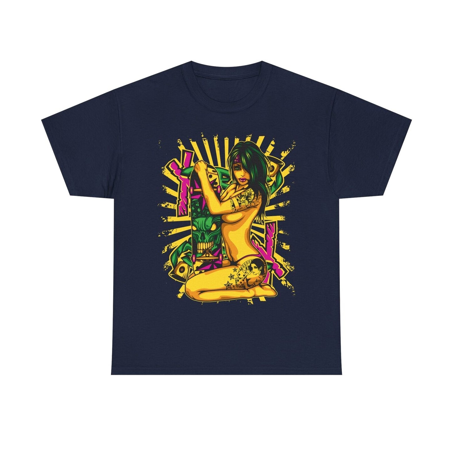 "Stylish Men's T-Shirt Featuring Bold Skateboard Art with Unique Graphic Design"