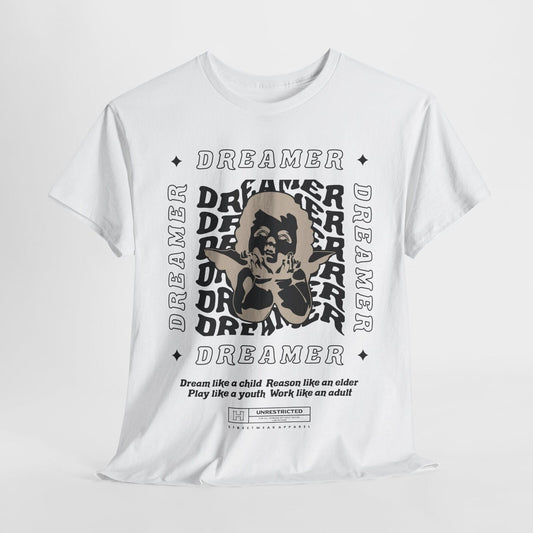 Stylish Men's T-Shirt with Dreamer Graphic, Cherub Design & Bold Slogan Artwork