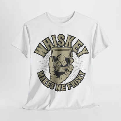 "Vintage Men's T-Shirt with Whiskey Glass Graphic - Retro Frisky Design Styling"