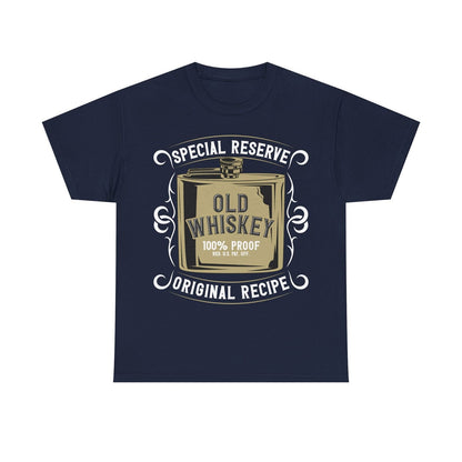 Vintage Men's T-Shirt with Stylish Old Whiskey Hip Flask Graphic Design Elements