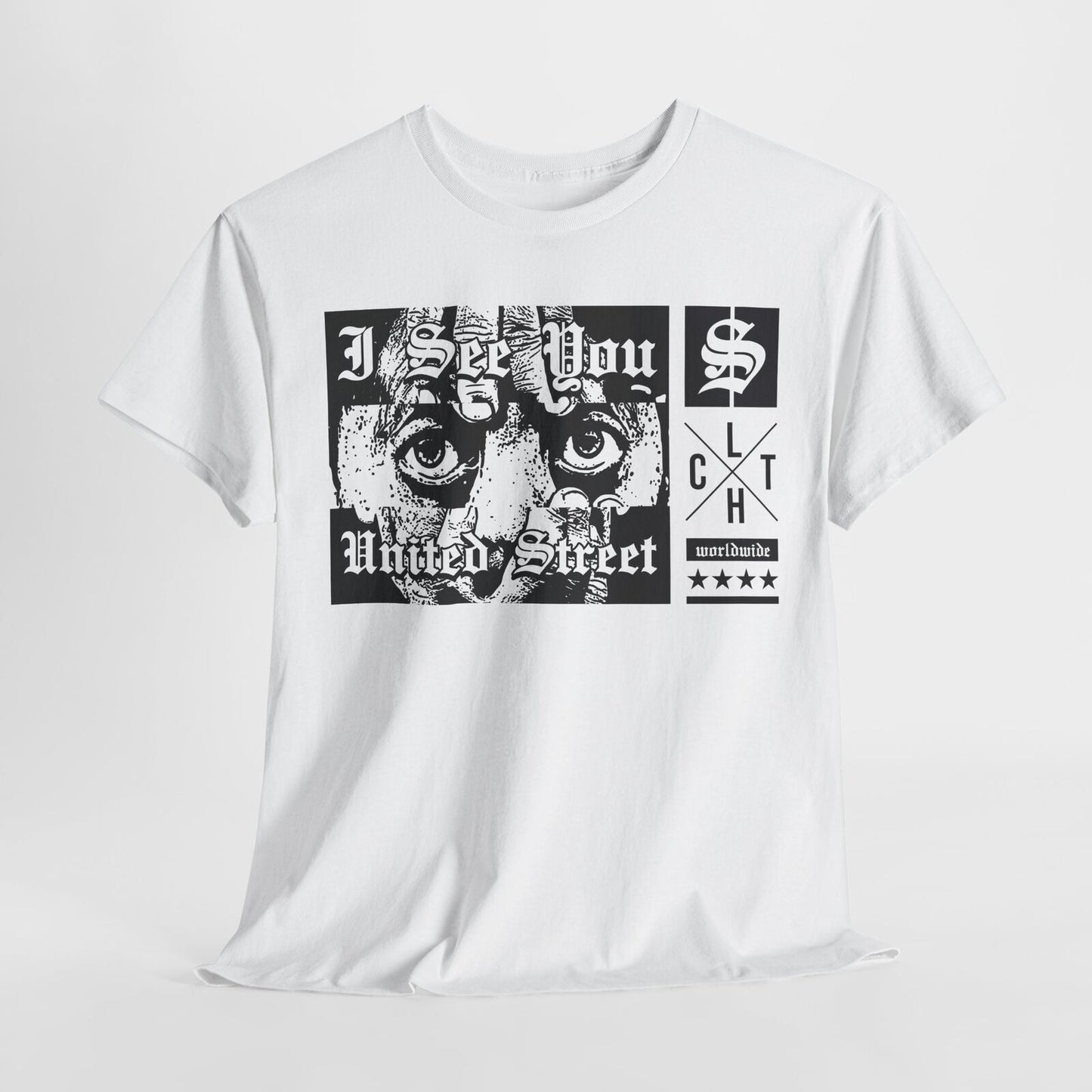 Graphic T-Shirt: "I See You" Portrait Design - United Street Gothic Style Art