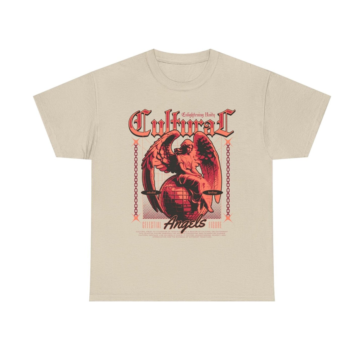 Men's Graphic T-Shirt Celestial Angel Design, Cultural Enlightenment & Unity Art