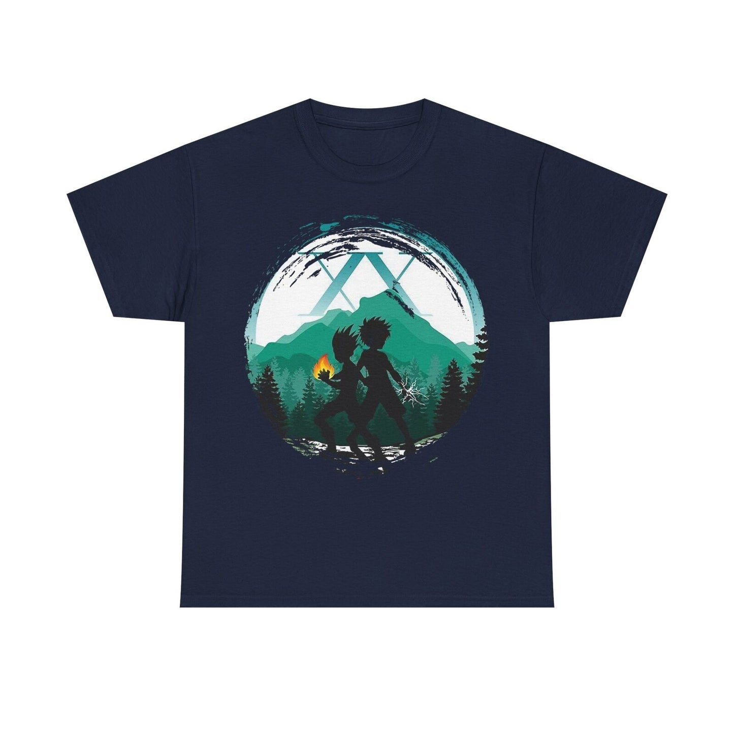 Anime-Inspired Men's T-Shirt Featuring Hunter x Hunter Characters in Silhouette