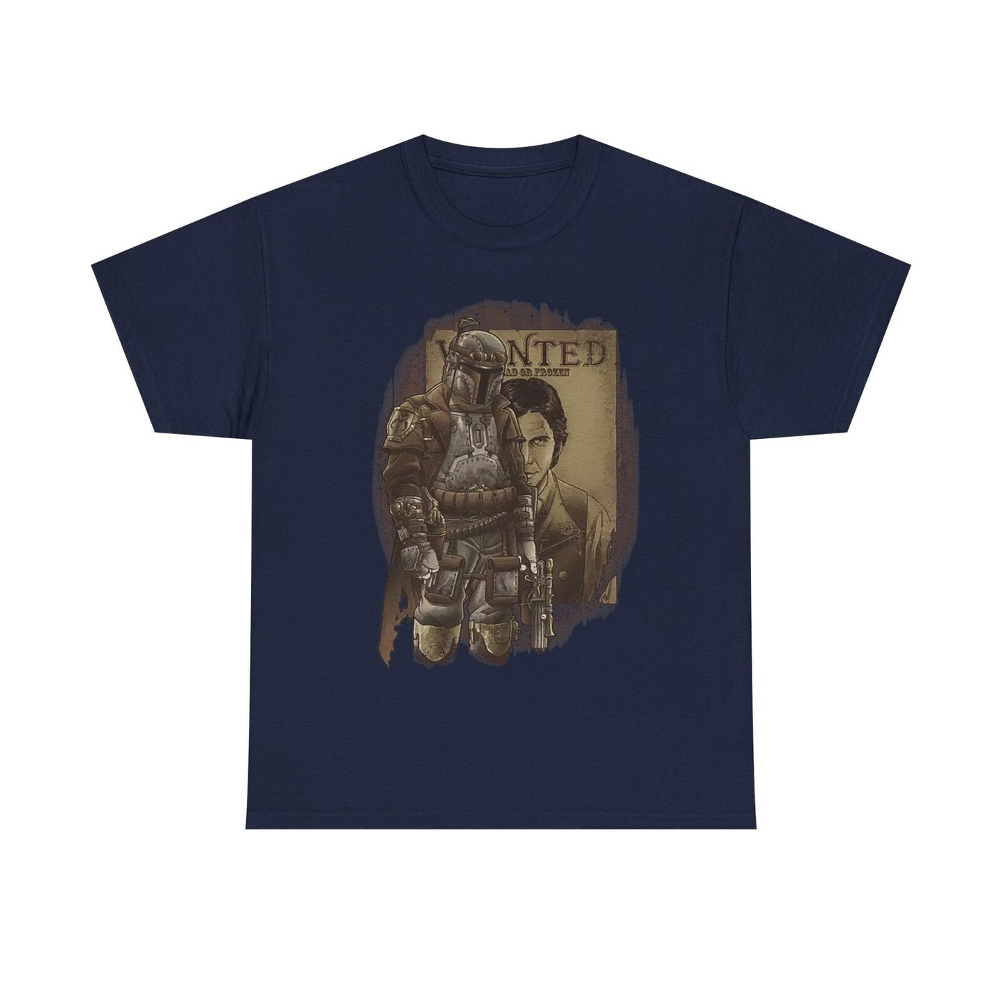 Steampunk Boba Fett T-Shirt: Vintage Wanted Poster Design for Star Wars Fans!
