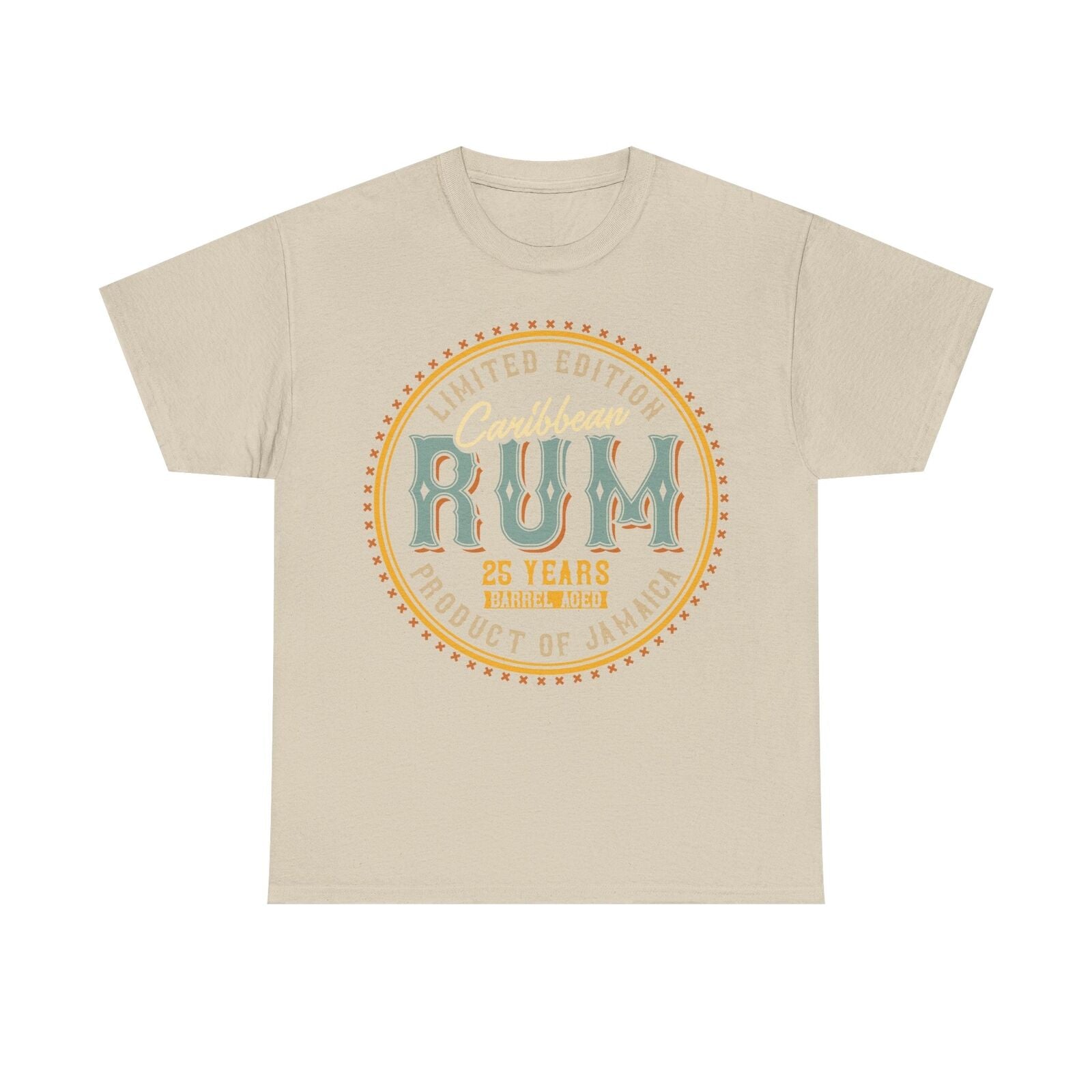 Vintage Men's T-Shirt with Caribbean Rum Emblem Limited Edition 25 Years Design