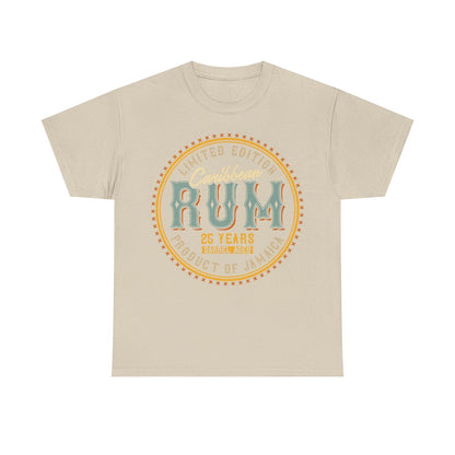 Vintage Men's T-Shirt with Caribbean Rum Emblem Limited Edition 25 Years Design