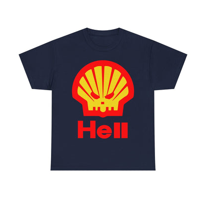 Men's T-Shirt: Funny Shell Logo Parody with Skull Design Unique Graphic Tee