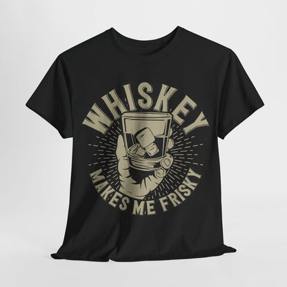 "Vintage Men's T-Shirt with Whiskey Glass Graphic - Retro Frisky Design Styling"