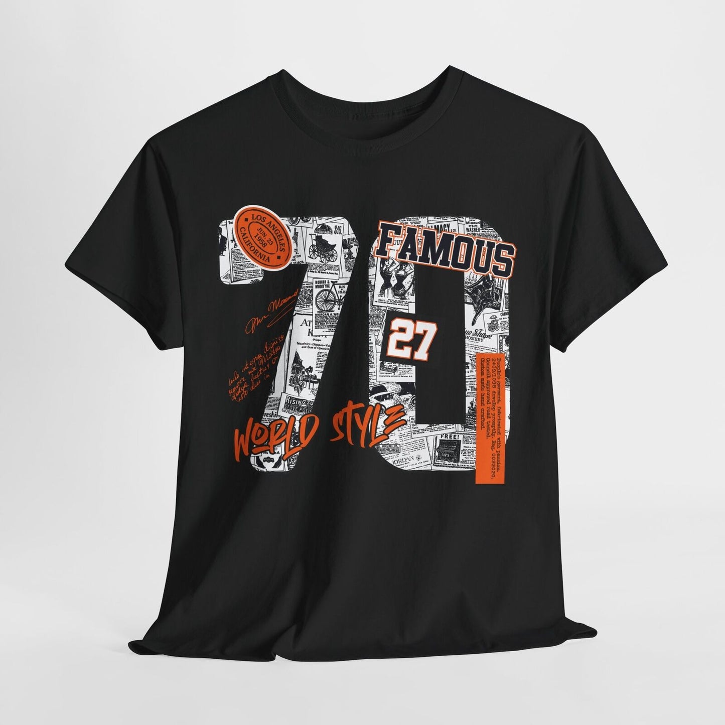 Vintage 70s Mens T-Shirt Featuring Retro Los Angeles Style with Graphic Elements