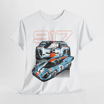 Speed Meets Style: Vintage Porsche 917 Race Car Graphic T-Shirt Design