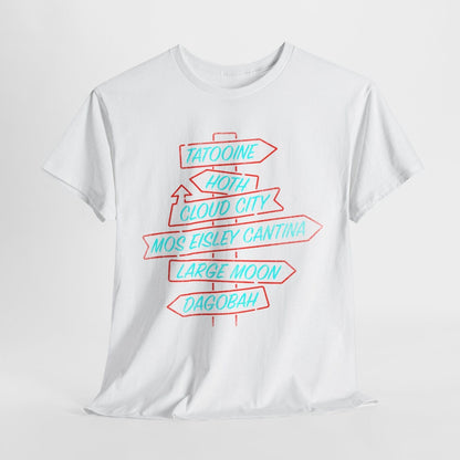 Galactic Adventure T-Shirt: Vintage Star Wars Signpost Design for Fans!