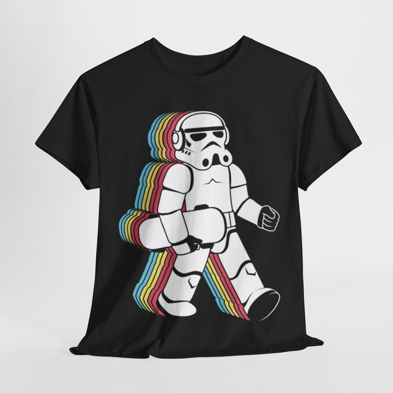Skateboard Stormtrooper T-Shirt: Retro Rainbow Design for Star Wars Fans!