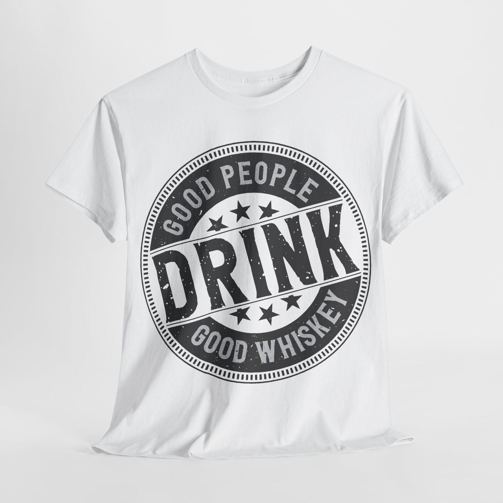 "Vintage Good People Drink Good Whiskey Men's T-Shirt with Retro Logo Design"