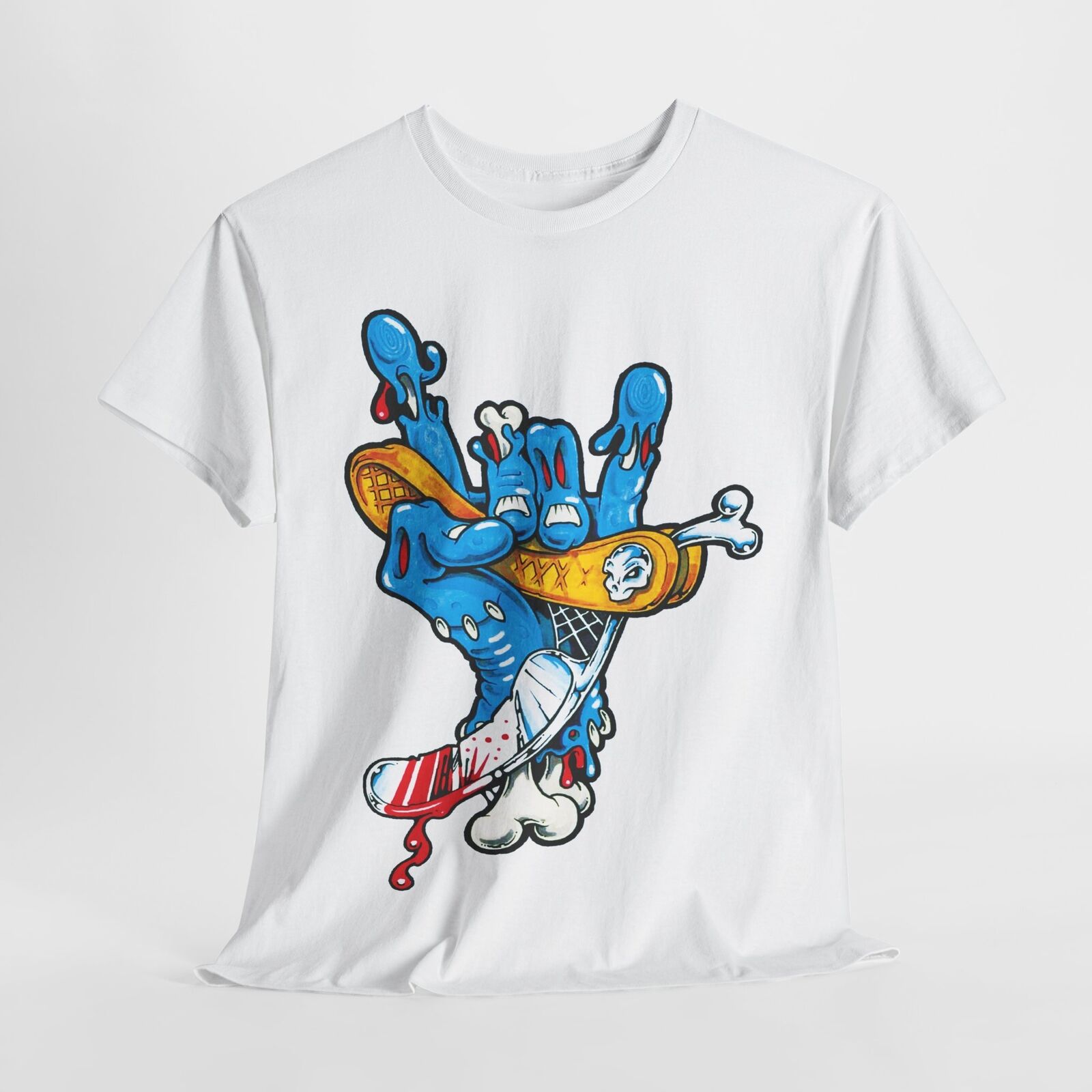"Vibrant Graphic Men's T-Shirt with Bold Hand Design, Rock and Roll Aesthetic"