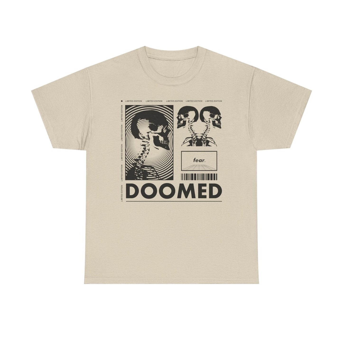 Mens Graphic T-Shirt "DOOMED" with Bold Skulls Limited Edition Unique Design Art