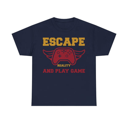 "Funny Men's T-Shirt: Escape Reality with Gamer Controller Wings Design Apparel"