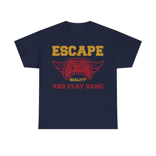 "Funny Men's T-Shirt: Escape Reality with Gamer Controller Wings Design Apparel"