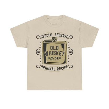Vintage Men's T-Shirt with Stylish Old Whiskey Hip Flask Graphic Design Elements