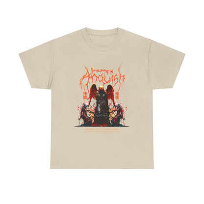 Mens T-Shirt DROWNING IN ANGUISH Angel Design Artful Representation of Suffering