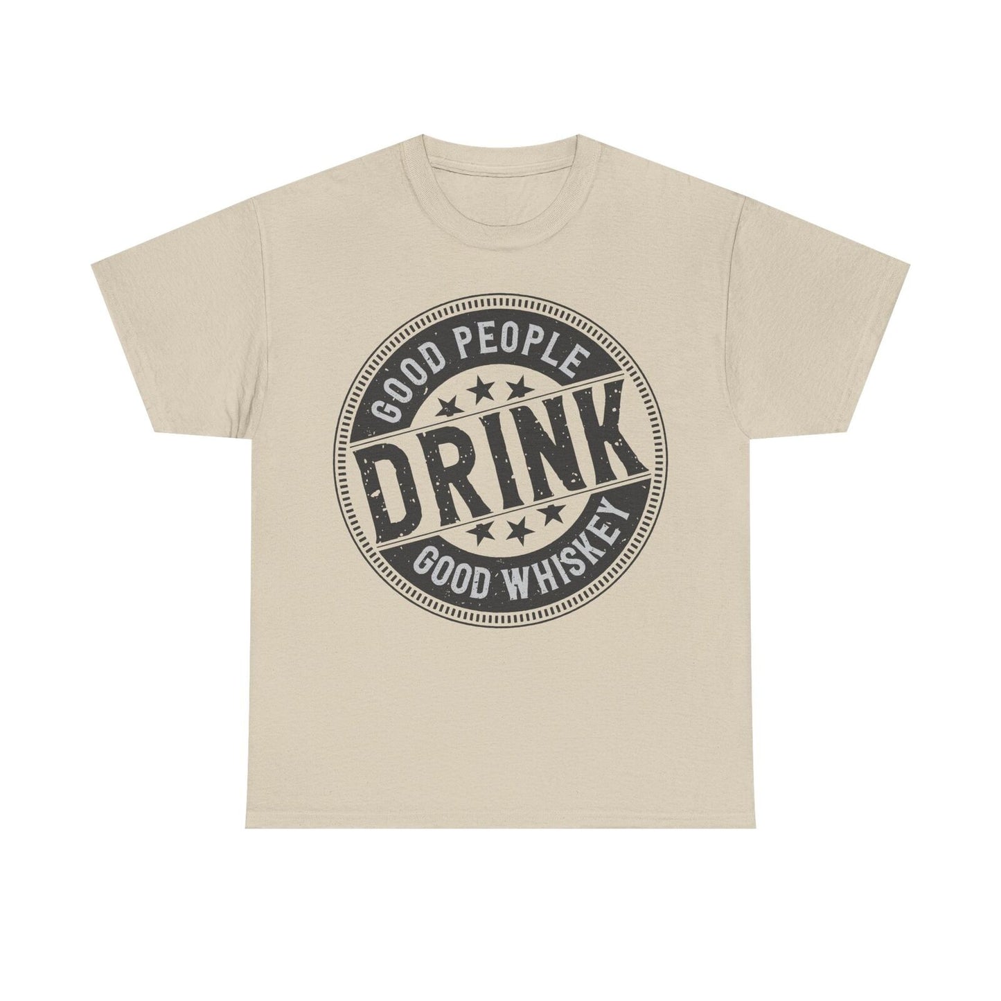 "Vintage Good People Drink Good Whiskey Men's T-Shirt with Retro Logo Design"
