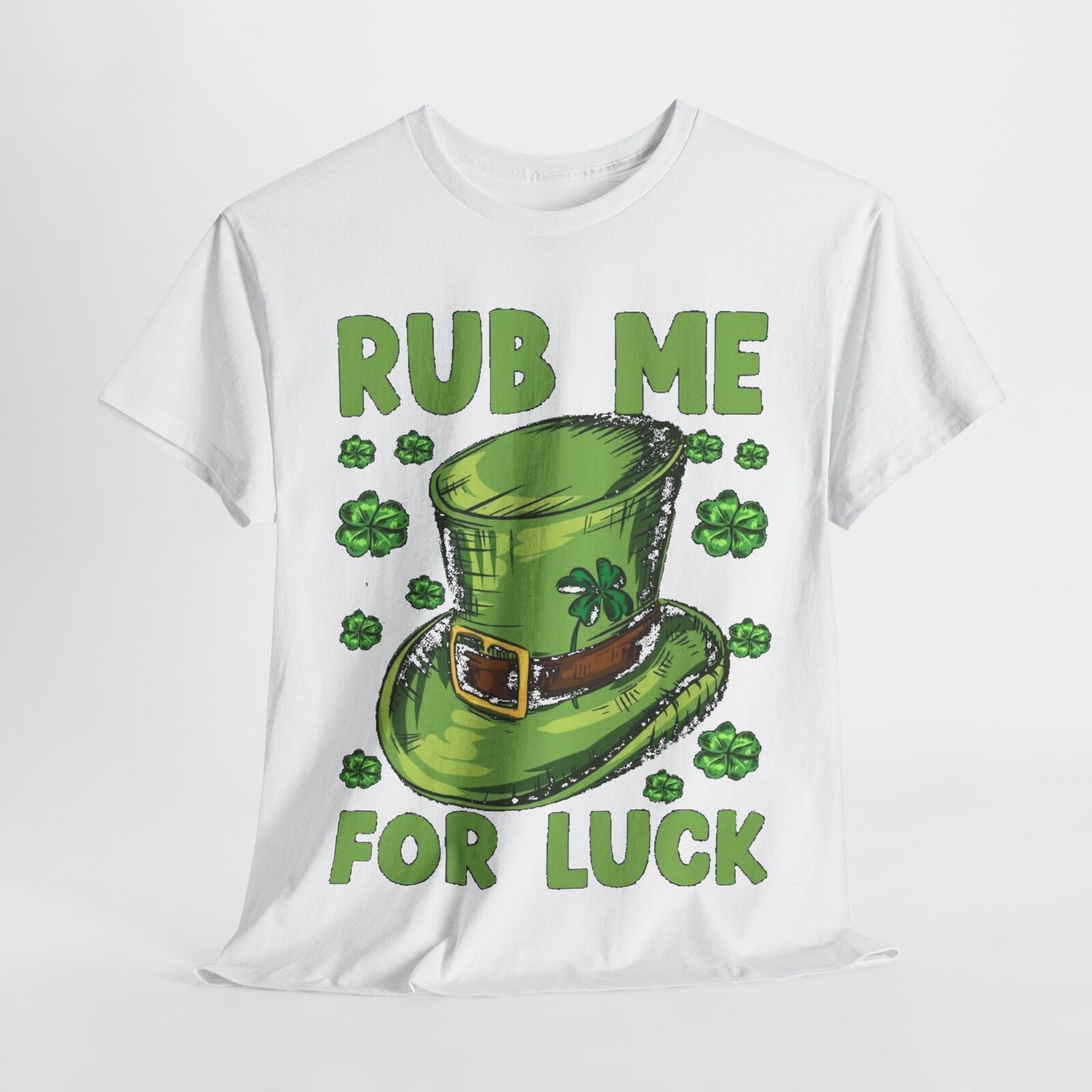 St Patricks Day  Men's Rub me for luck Graphic Cotton Funny T Shirt Tee Vintage