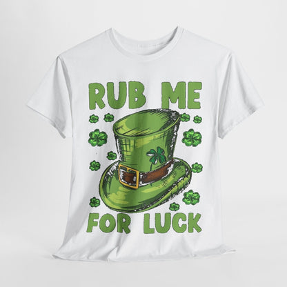 St Patricks Day  Men's Rub me for luck Graphic Cotton Funny T Shirt Tee Vintage