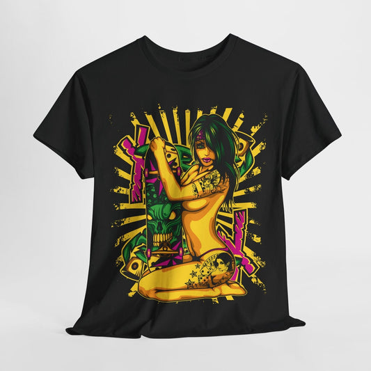 "Stylish Men's T-Shirt Featuring Bold Skateboard Art with Unique Graphic Design"
