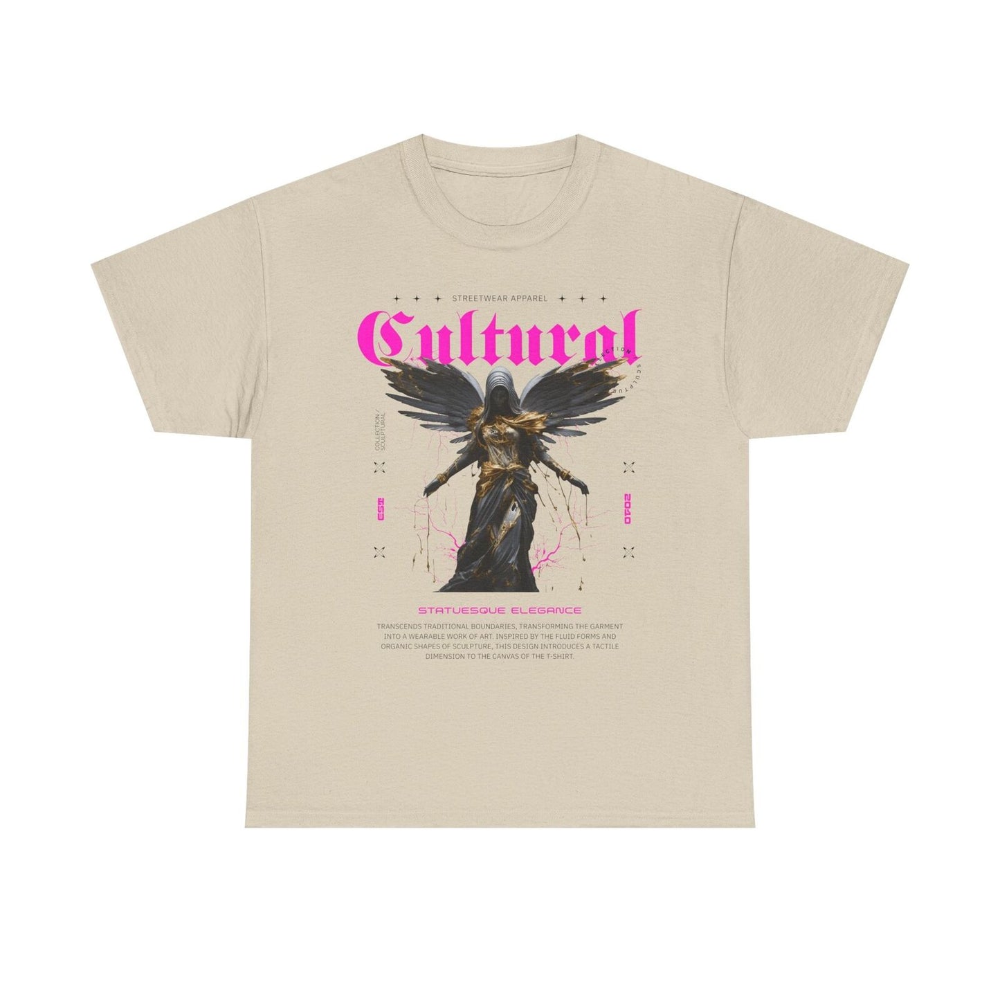Statuesque Elegance Men's T-Shirt: Cultural Angel Sculpture Graphic Design Art