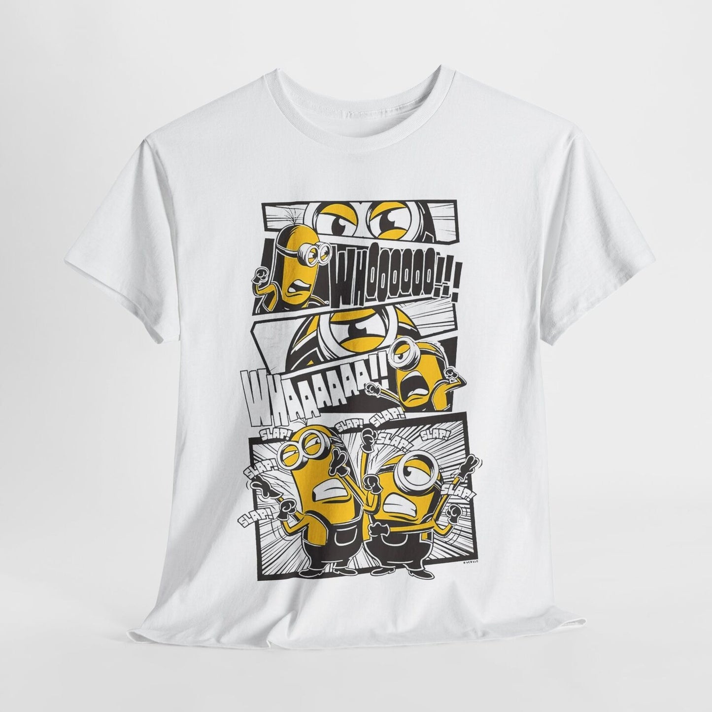 Comic Minions Men's T-Shirt Whoooo Scream Illustrated Design, Funny Graphic Tee
