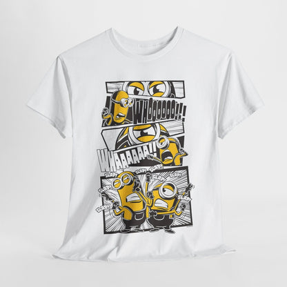 Comic Minions Men's T-Shirt Whoooo Scream Illustrated Design, Funny Graphic Tee
