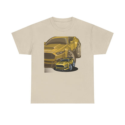 Dynamic Mustang Duo T-Shirt: Bold Cartoon Design for Car Enthusiasts!