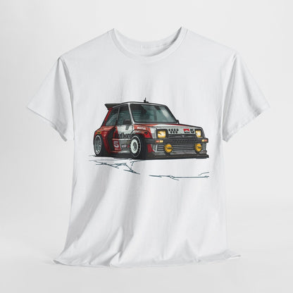 Vibrant Cartoon Renault 5 Turbo T-Shirt: Race-Ready Style, Bold Design!