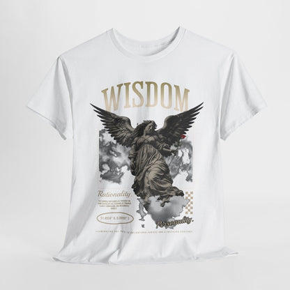 Stylish Men's T-Shirt with Winged Angel Graphic, Wisdom, Rationality Coordinates