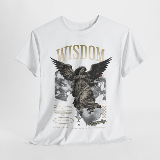 Stylish Men's T-Shirt with Winged Angel Graphic, Wisdom, Rationality Coordinates