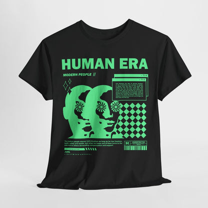 Modern People T-Shirt: Unique Human Era Design with Mint-Green Graphic Artistry