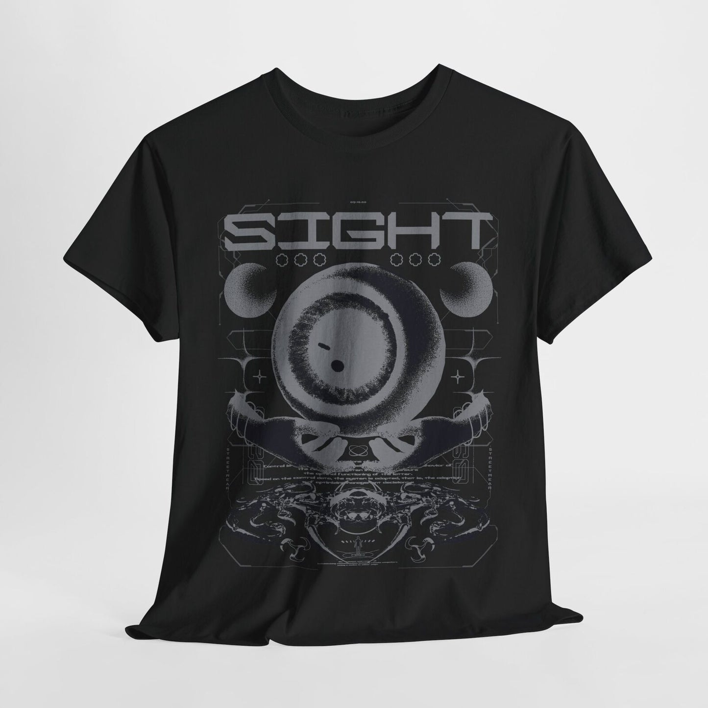 Futuristic Men's T-Shirt with Graphic Eye Design & Geometric Print - SIGHT Art!