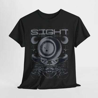 Futuristic Men's T-Shirt with Graphic Eye Design & Geometric Print - SIGHT Art!
